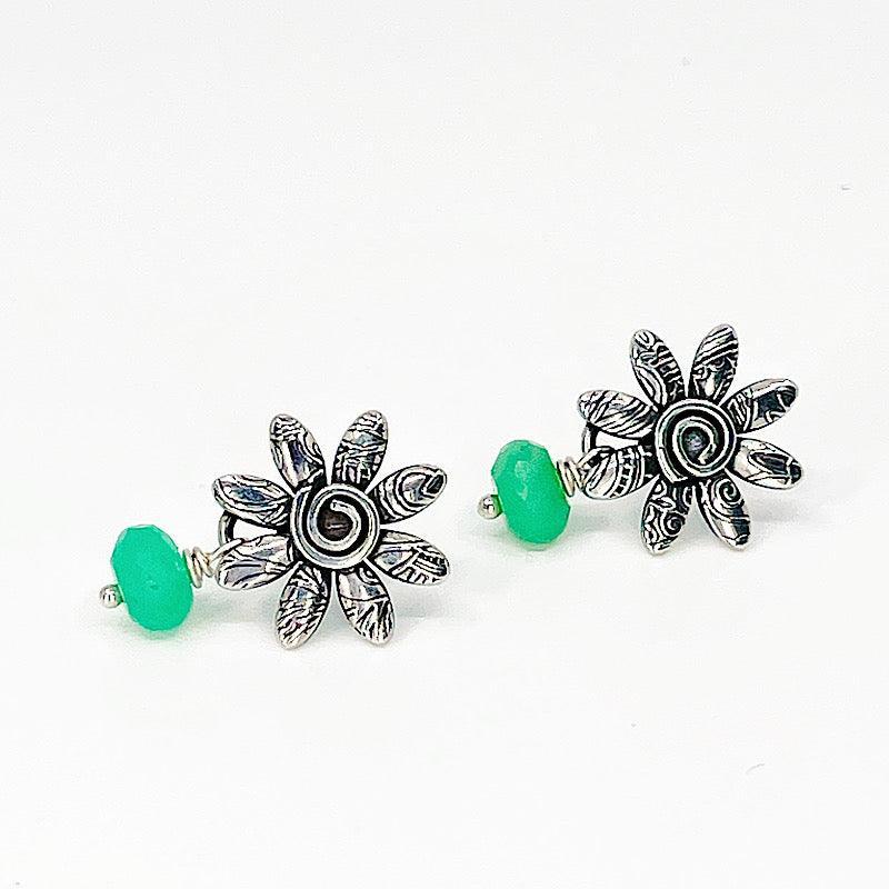 Sterling Silver Earrings with Chrysoprase - Kristin Christopher