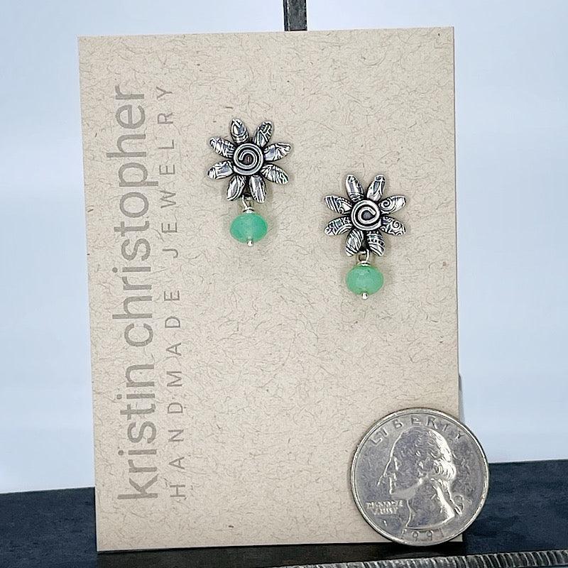 Sterling Silver Earrings with Chrysoprase - Kristin Christopher