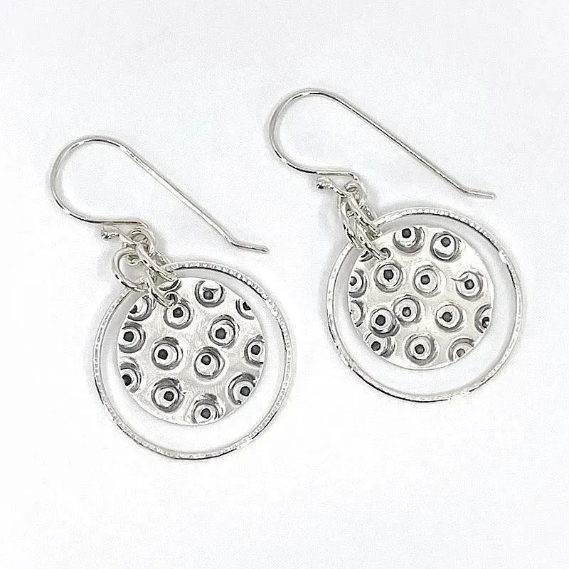 Sterling Silver Hand-Stamped Circles - Hoop Earrings - Lg - Kristin Christopher