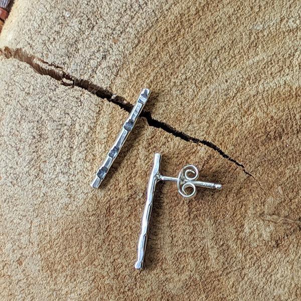 Sterling Silver Hand-Stamped Post Earrings - Large Bars - Kristin Christopher