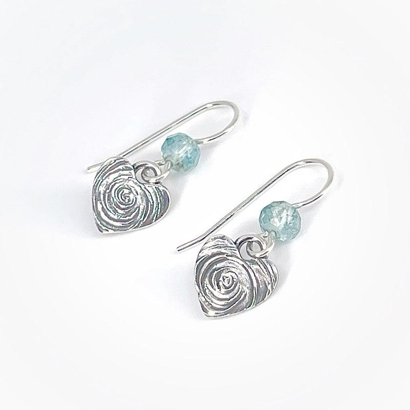 Sterling Silver Heart Earrings with Apatite - Kristin Christopher