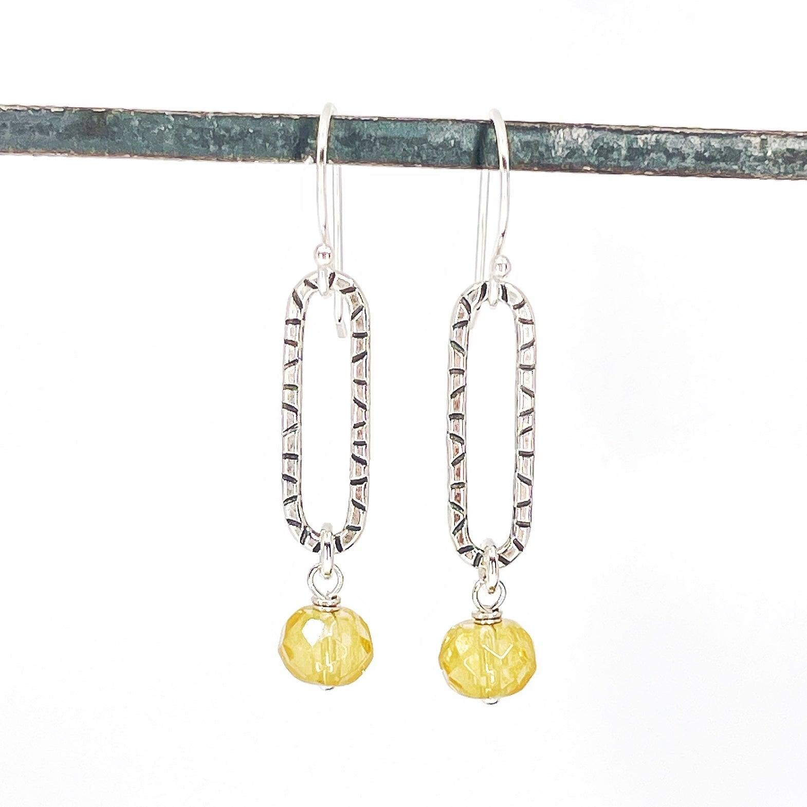 Sterling Silver Hoops with Citrine - Kristin Christopher