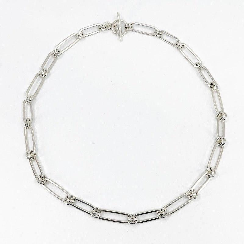 Sterling Silver Long and Short Oval Link Necklace - Kristin Christopher