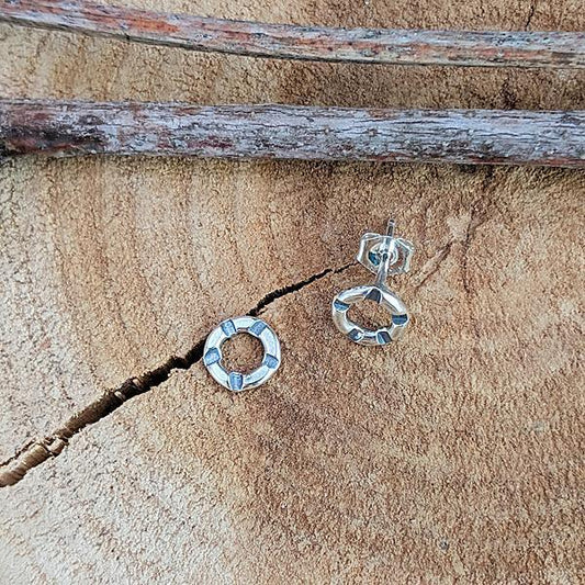 Sterling Stamped Circle Post Earrings -- Small - Kristin Christopher