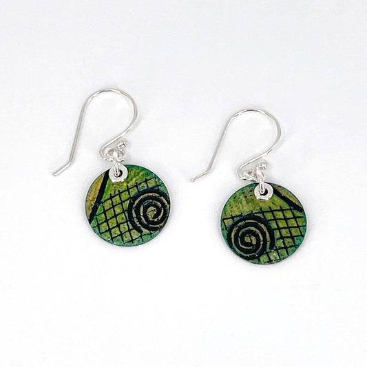 Green Copper Earrings with Sterling Silver Accents - Kristin Christopher